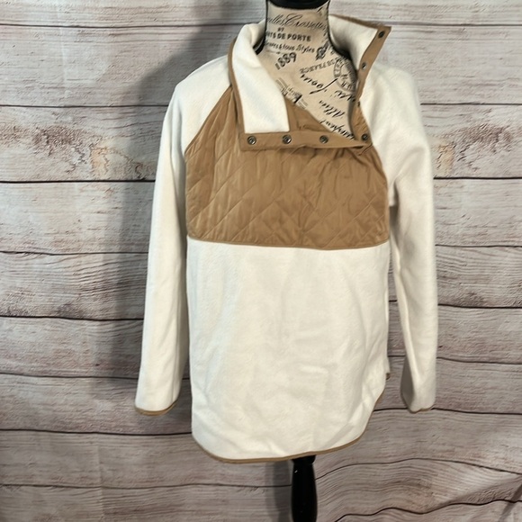 J Crew Factory Quilted Button Neck Sherpa Tunic Top Size Small Faux Fur - Picture 3 of 13